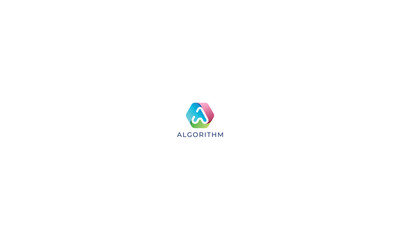  letter a blue green Triangle creative design 
