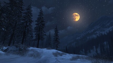 Magical winter night scene