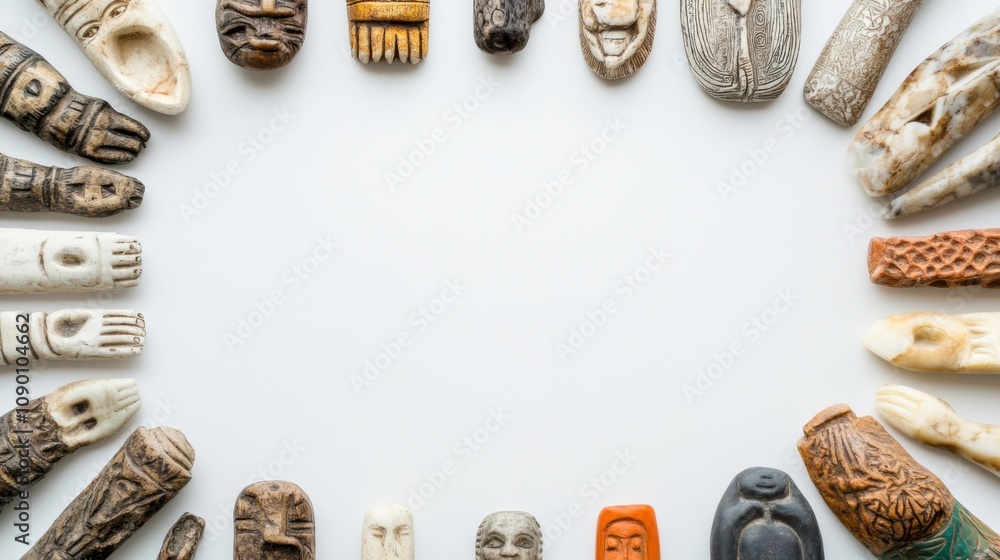 Aufkleber a row of different cultural artifacts arranged in a circle, representing the richness and diversity 