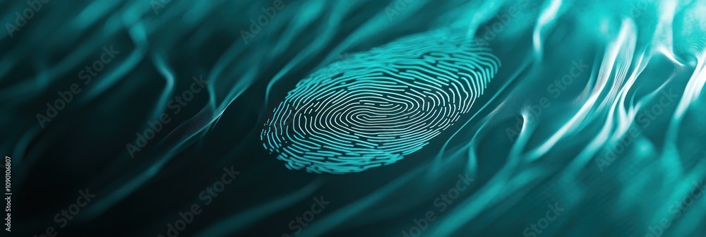 Poster A digital fingerprint surrounded by flowing abstract patterns.