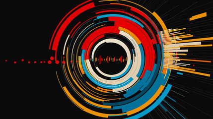 Fototapeta premium Abstract black background with 3D Colorful charts and graphs with statistics to innovative analyze business potential and forecast future development of companies growth.