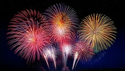 Fireworks in the night sky, bright and festive. generative ai