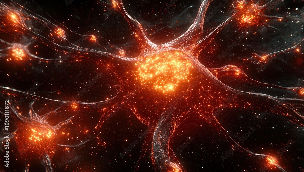Poster fiery neuron network: microscopic visualization of neural connections
