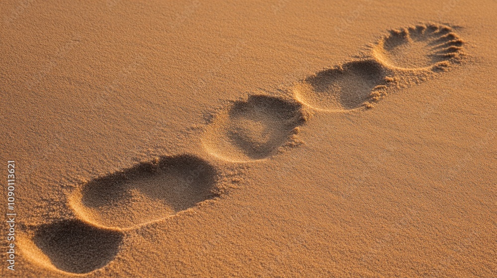 Poster a set of diverse footprints on a sandy beach, symbolizing the different journeys and paths taken tow