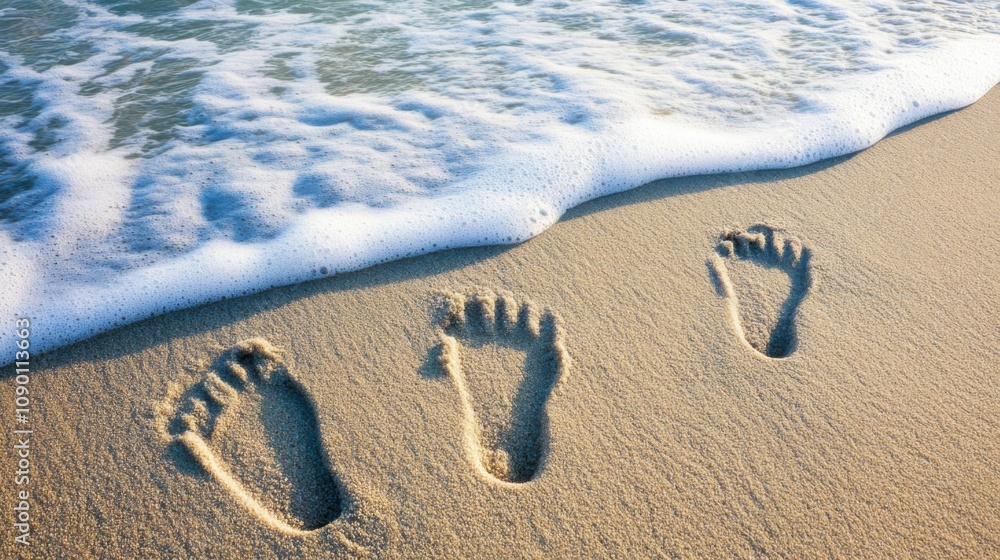 Aufkleber a set of diverse footprints on a sandy beach, symbolizing the different journeys and paths taken tow