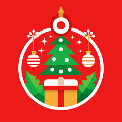 christmas tree with gifts and balls