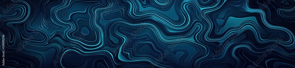 Poster Abstract wavy pattern in deep blue tones, ideal for backgrounds or digital designs.