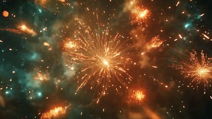 Fototapeta premium Fireworks illuminating the night sky during Mexican Independence Day celebrations