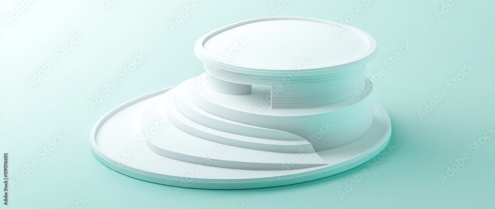 Poster Abstract white structure with layered design on a soft background.