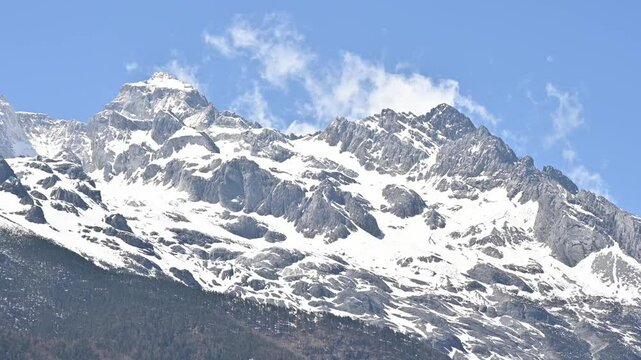 Beautiful view of Jade Dragon Snow Mountain (or Mt.Yulong) in Yulong Naxi Autonomous County, Lijiang, in Yunnan province, China.