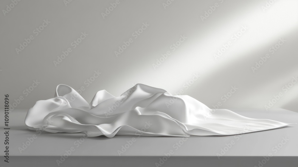 Aufkleber a draped white fabric on a flat surface, illuminated by soft light.