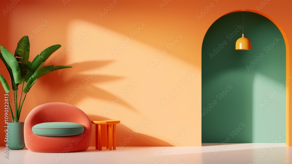 Poster Retro Minimal Design with Bold Colors and Shapes