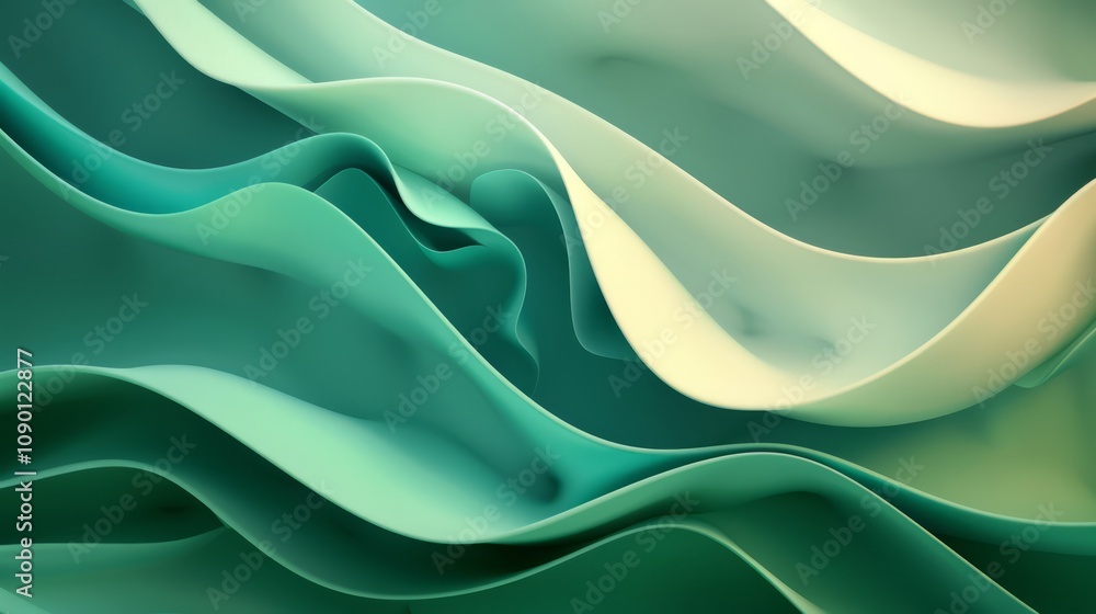 Poster minimal organic shapes in soft overlapping waves