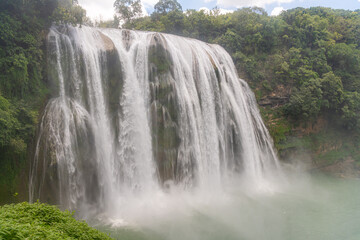 Obraz premium The Huangguoshu waterfall in Anshun, Guizhou, China. Long exposure photography.