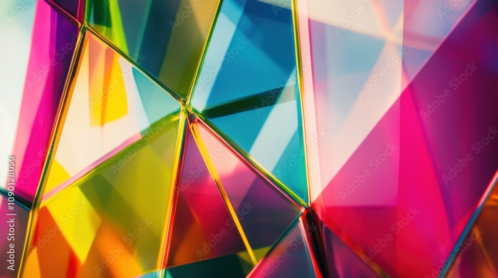 Leinwandbilder A surreal composition of interlocking, colorful polygons creating a dynamic, abstract pattern