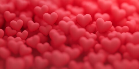 Fototapeta premium A vibrant close-up of numerous red hearts arranged on a rich red surface, symbolizing love and affection, perfect for Valentine's Day celebrations.