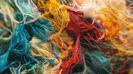 A surreal portrayal of intertwining, multi-colored threads weaving together into a complex, unified tapestry