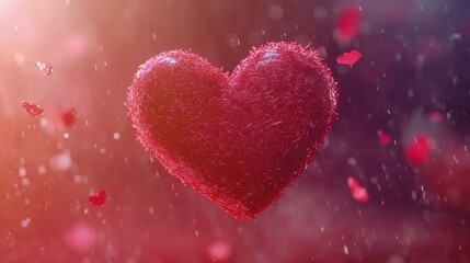 Fototapeta premium A vibrant red heart floats gracefully in the air, symbolizing love and affection, perfect for expressing emotions on Valentine's Day.
