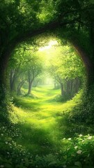 Fototapeta premium Illustrate a lush, enchanting forest