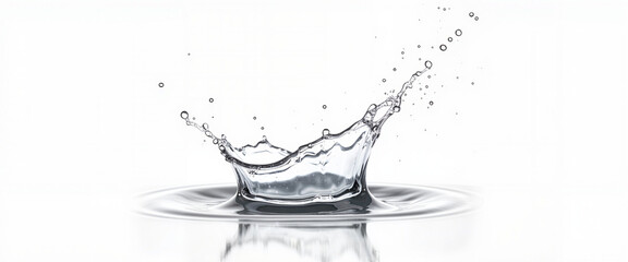 Dynamic water splash on white background, purity concept