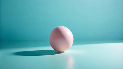 Pastel Pink Sphere on a Light Teal Background with Shadow