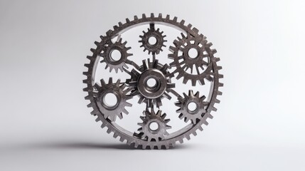 A wheel made of diverse cogs working together, Representing the functionality and efficiency derived from diverse elements, minimalist composition