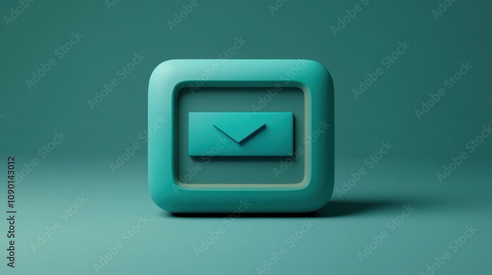 Poster a stylized 3d icon representing an email envelope in a modern design.