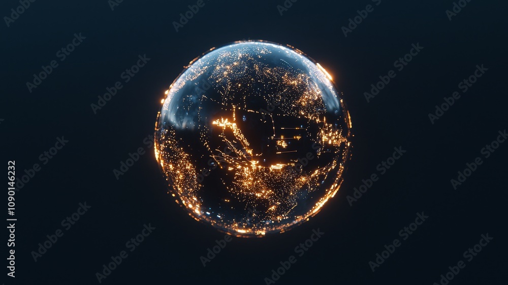 Aufkleber illuminated globe representing global connectivity digital art virtual space technology abstract con