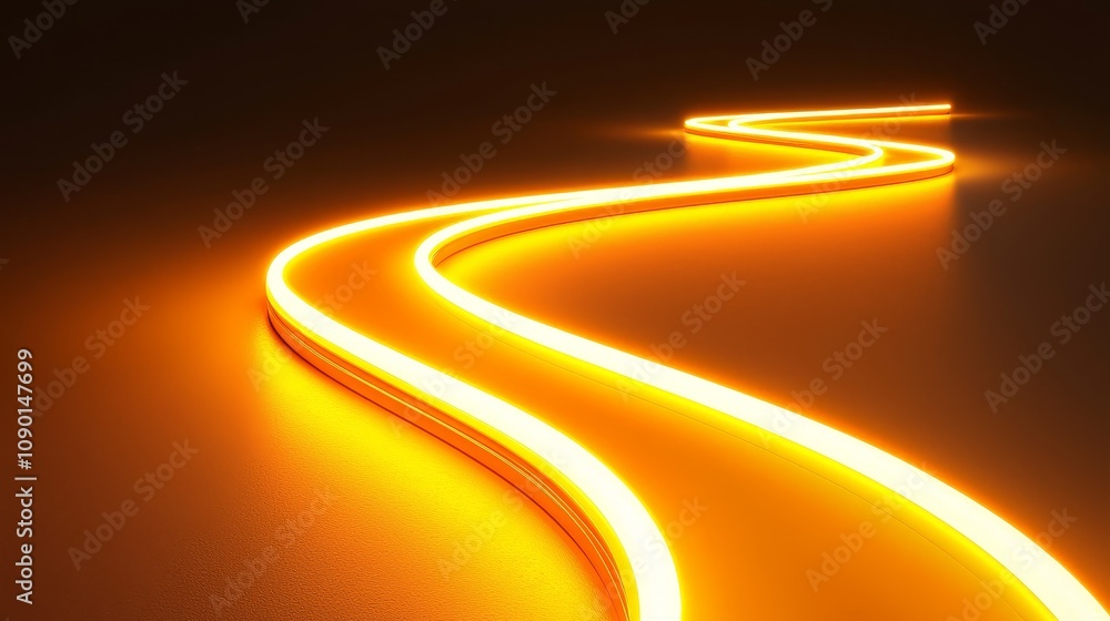 Poster winding neon pathway abstract digital space visual art futuristic environment close-up view conceptu