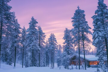 winter landscape with trees. Generative AI