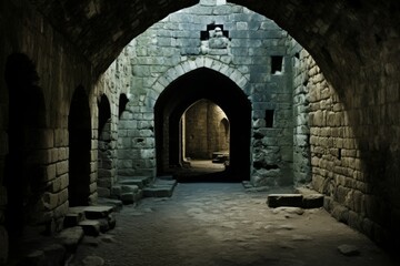 Obraz premium Stunning interior views showcasing the architectural arches of a majestic historical castle