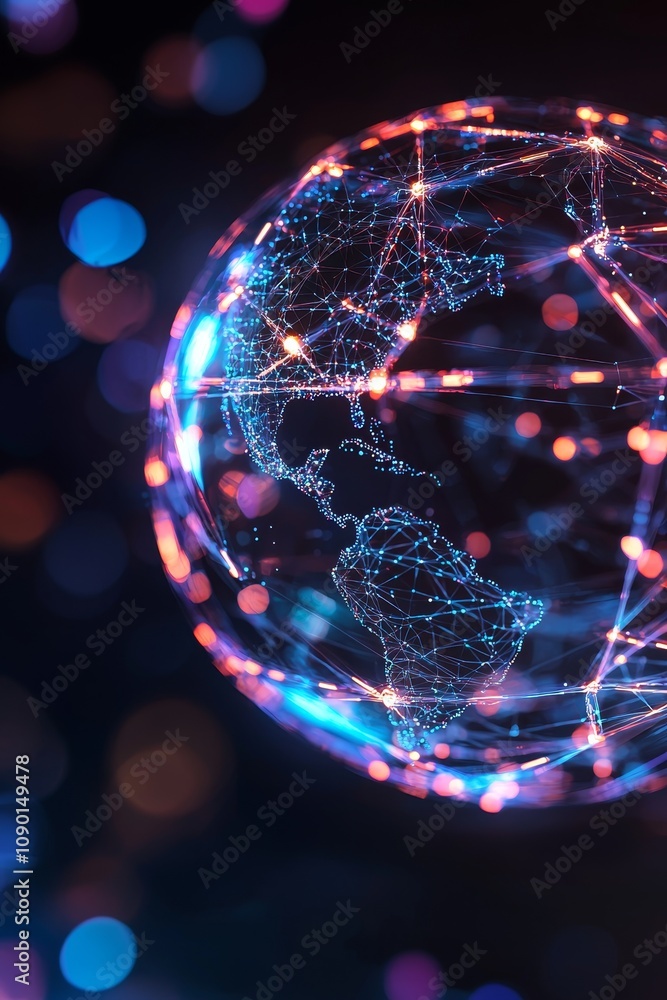 Poster global connectivity event digital world infographic virtual environment abstract view technology imp