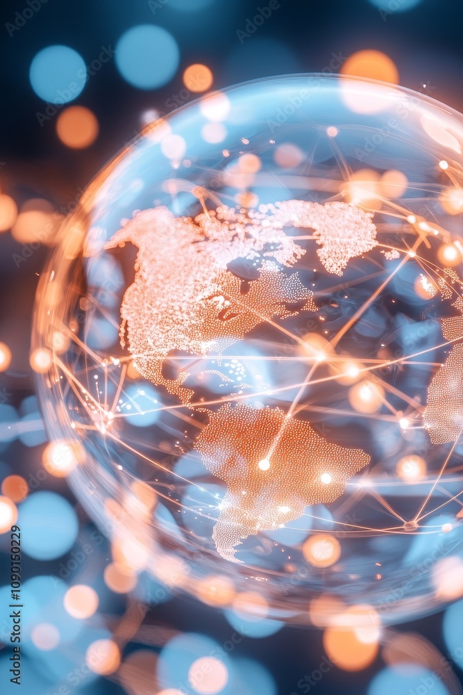 Poster global connectivity showcase digital network visualization abstract environment modern design futuri