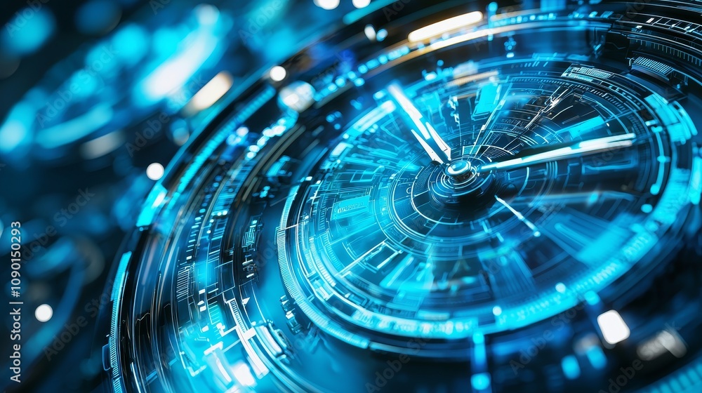 Poster dynamic technology visualization digital space graphic design futuristic environment close-up perspe