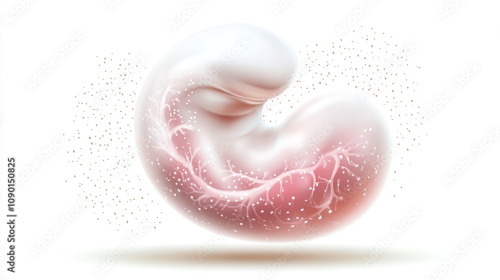 Aufkleber a stylized representation of a human stomach with intricate details and soft colors.