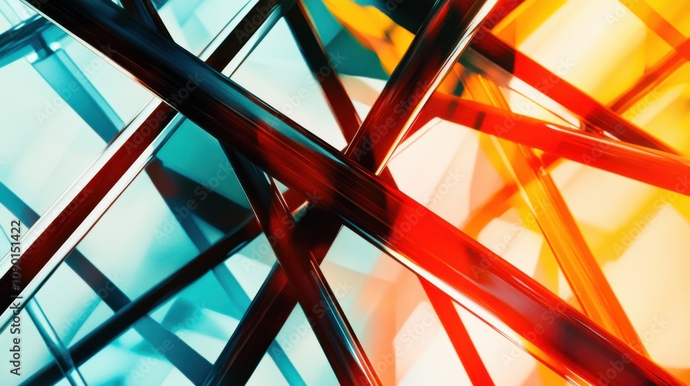 Leinwandbilder an abstract image of intersecting, colorful beams forming a complex, dynamic network