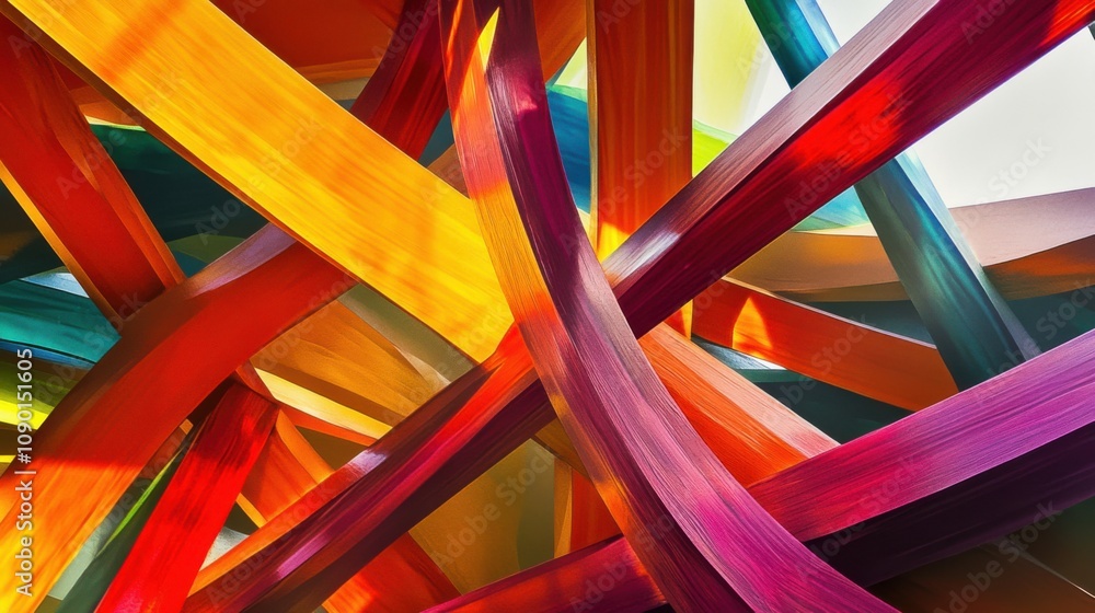 Poster An abstract image of intersecting, colorful beams forming a complex, dynamic network