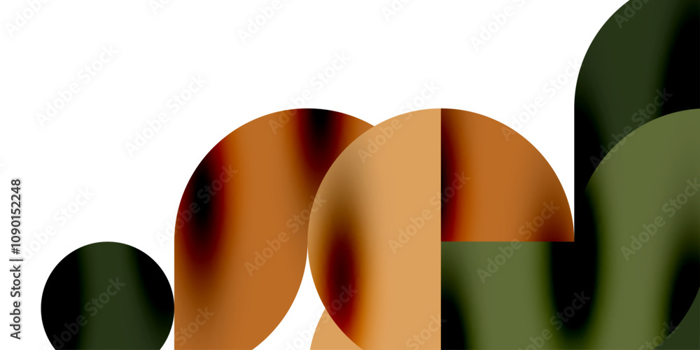 Poster Tech minimal circular shapes geometric art. Vector modern circles