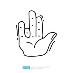 A simple line drawing of an open hand with fingers extended, symbolizing a gesture of greeting or communication.