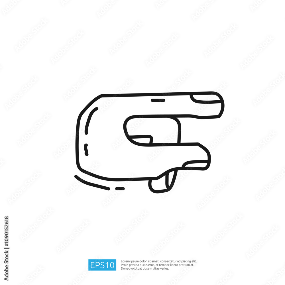 Poster this image features a simple, outlined drawing of a hand in a gesture that resembles a pinching or h