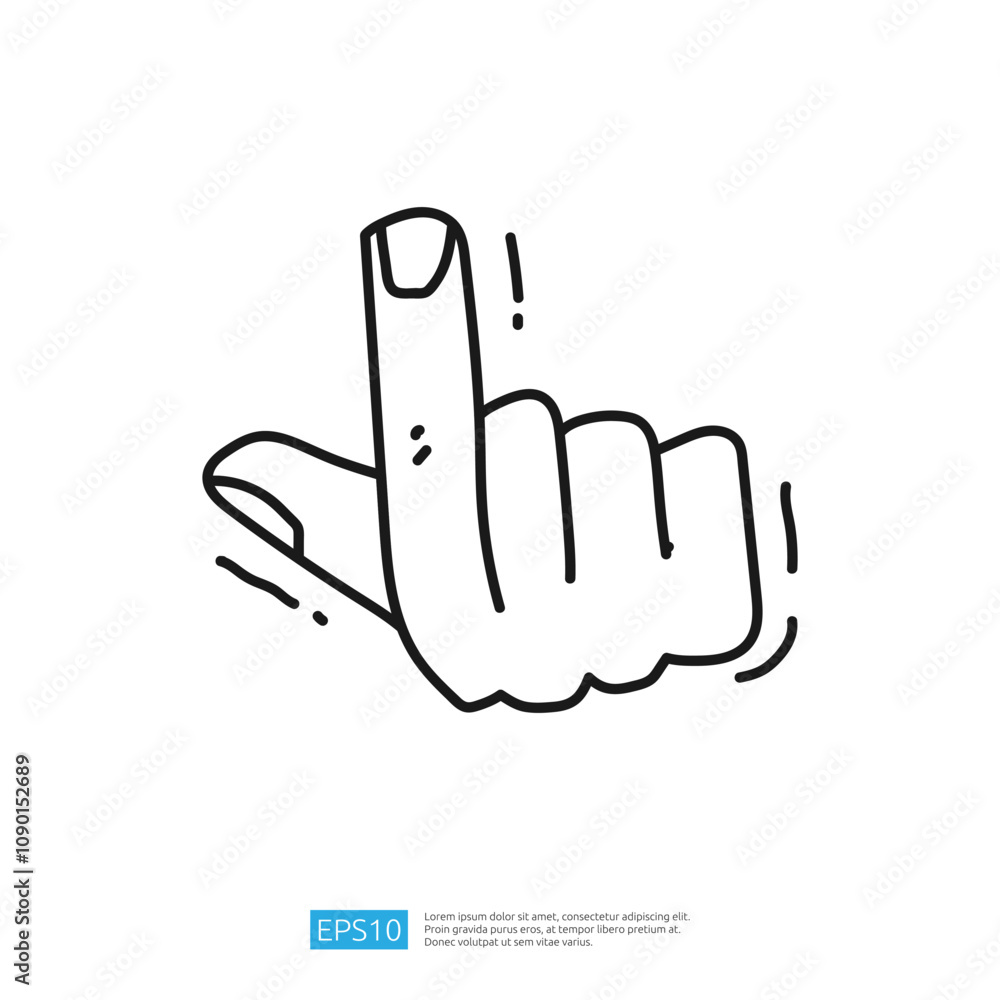 Poster a simple line drawing of a hand with a raised index finger, often used to indicate a request for sil