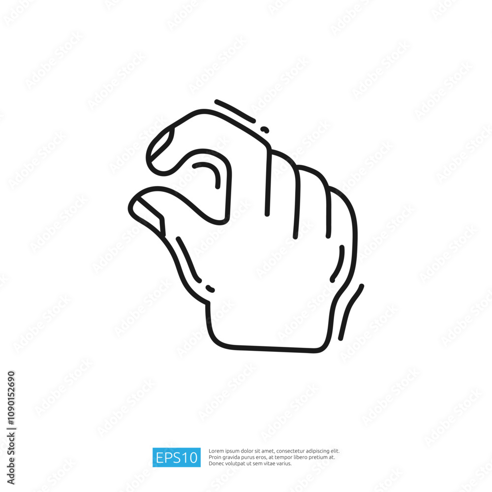 Poster a simple line drawing of a hand in a pinching gesture, often used to indicate a small amount or to e