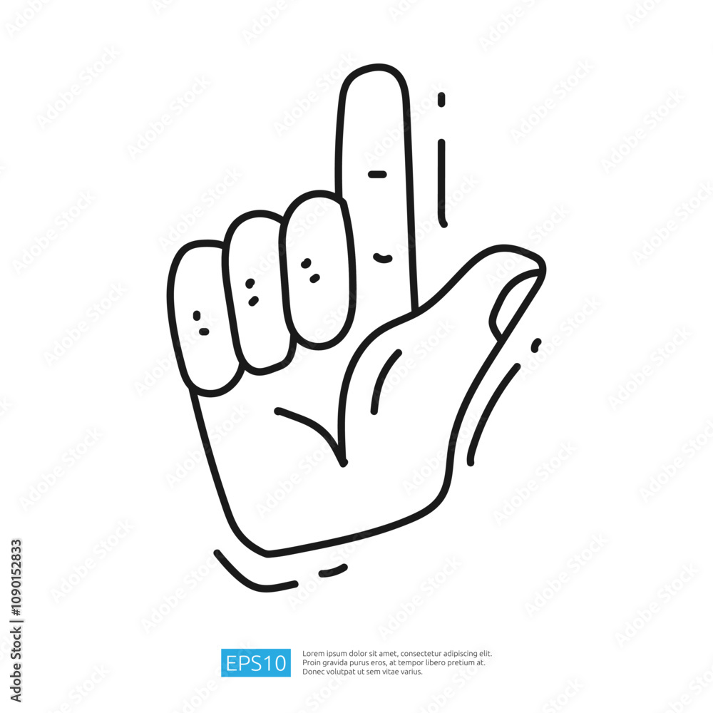 Poster a simple line drawing of a raised index finger, often used to indicate 
