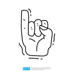 Fototapeta premium A simple line drawing of a hand making a gesture with the index finger raised, often symbolizing 