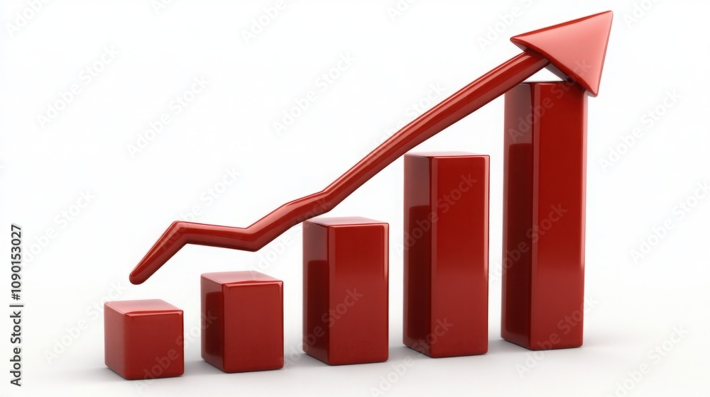 Aufkleber illustrative red growth chart representing business success and financial progress with rising bar g