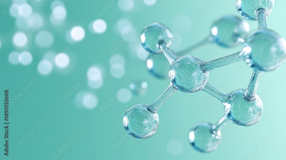Poster a molecular structure with a soft, blurred background, illustrating scientific concepts.