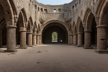 Fototapeta premium Stunning interior views showcasing architectural arches of a historic and majestic castle