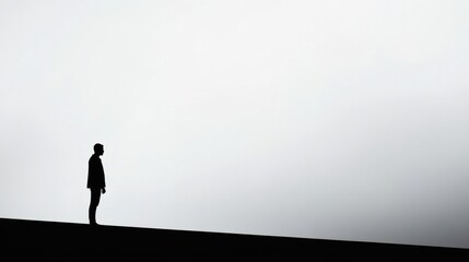 Obraz premium An abstract representation of social isolation, with empty spaces and fragmented silhouettes, Illustrating the theme of loneliness and disconnectedness