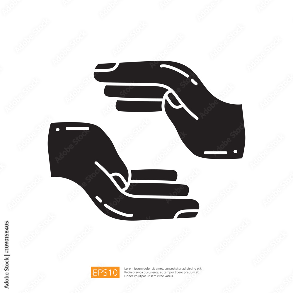 Poster the image features two stylized hands, open and facing each other, suggesting a gesture of offering 
