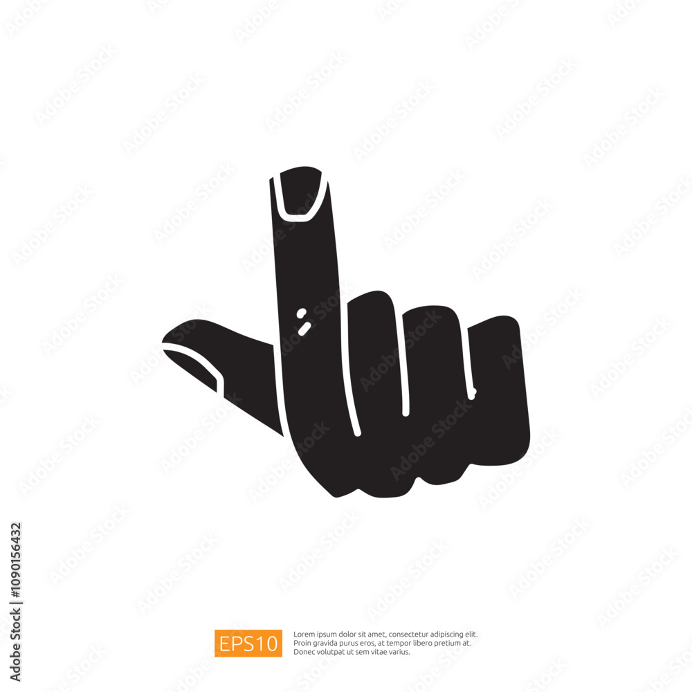 Poster a stylized, black silhouette of a raised index finger, symbolizing a gesture of 